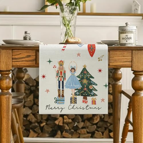 ZCHOMI Christmas Nutcracker Table Runner 13x72 Inch Gift Box Merry Christmas Seasonal Kitchen Dinning Table Decoration for Home Party Decor - Image 2