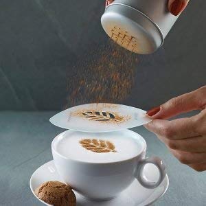 PRETOX 16 Pieces Creative Coffee Stencil Lattes or Hot Chocolate Design Template Strew Pad Duster Spray