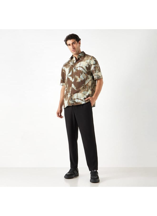Iconic Iconic Regular Fit Printed Shirt with Collar and Short Sleeves  - Image 2