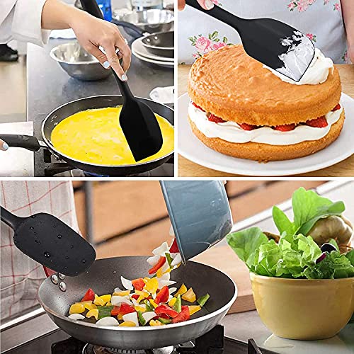TASKHOUSE Kitchen Cooking Silicone Spatula Set Non-Stick Flexible Spoonula, Turner & Scraper Cooking Utensils (2 Piece, Black) - Image 3