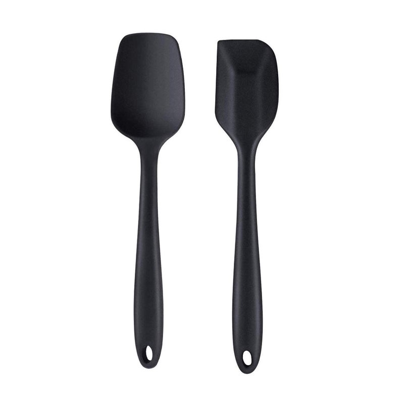 TASKHOUSE Kitchen Cooking Silicone Spatula Set Non-Stick Flexible Spoonula, Turner & Scraper Cooking Utensils (2 Piece, Black) - Image 1
