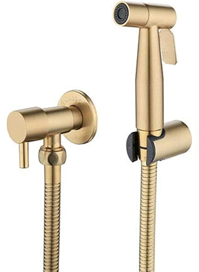 The Bros مجموعة رشاش بيديه من الفولاذ المقاوم للصدأ 1/2NPT من ذا بروز للمرحاض، رشاش يدوي ملحق للمرحاض لشطف الحيوانات الأليفة/النظافة الشخصية/الحمام/المرحاض، سهل التركيب (ذهبي مصقول) - Image 1