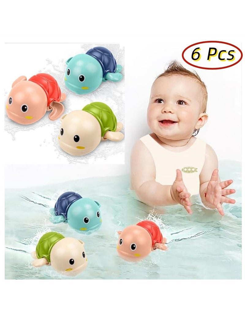 6Pcs Bath Toy, Baby Swimming Turtle Bathtub Pool Toy, Baby Bath Floating Clockwork Toys for Toddlers 1-3, Boys & Girls Water Bath Toy Set, (6 Pack, 2 Blue 2 Red 2 Green) - Image 1
