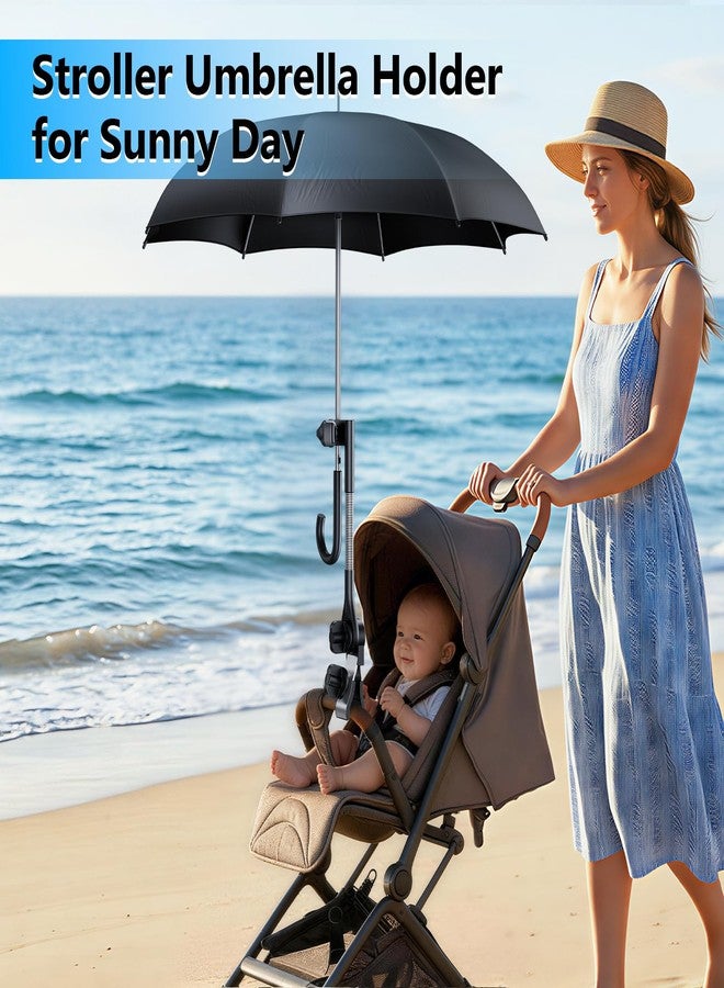 WISFISSH Umbrella Holder for Stroller Chair | 360° Adjustable Clamp Mount - Balck - Image 4