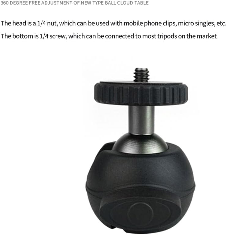 BGNing Mini Ball Head 360 درجة دوارة قابلة للتدوير، رأس دعامة فيديو بانورامي، محول تثبيت كاميرا بقطر 1/4 بوصة لمستقر الكاميرا ذو القاعدة الثلاثية (محدث باللون الأحمر) - Image 3