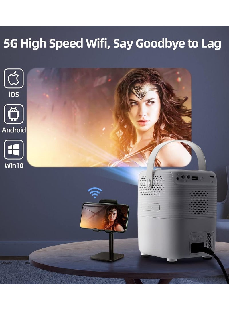 BORTONY - Mini Projector S10 5G WiFi Portable Video Projector 1920x1080P Smart Multimedia Projector 8000 Lumens Bluetooth Home Theater Cinema Movie Projector Support Bluetooth WIFI USB SD Card - Image 1
