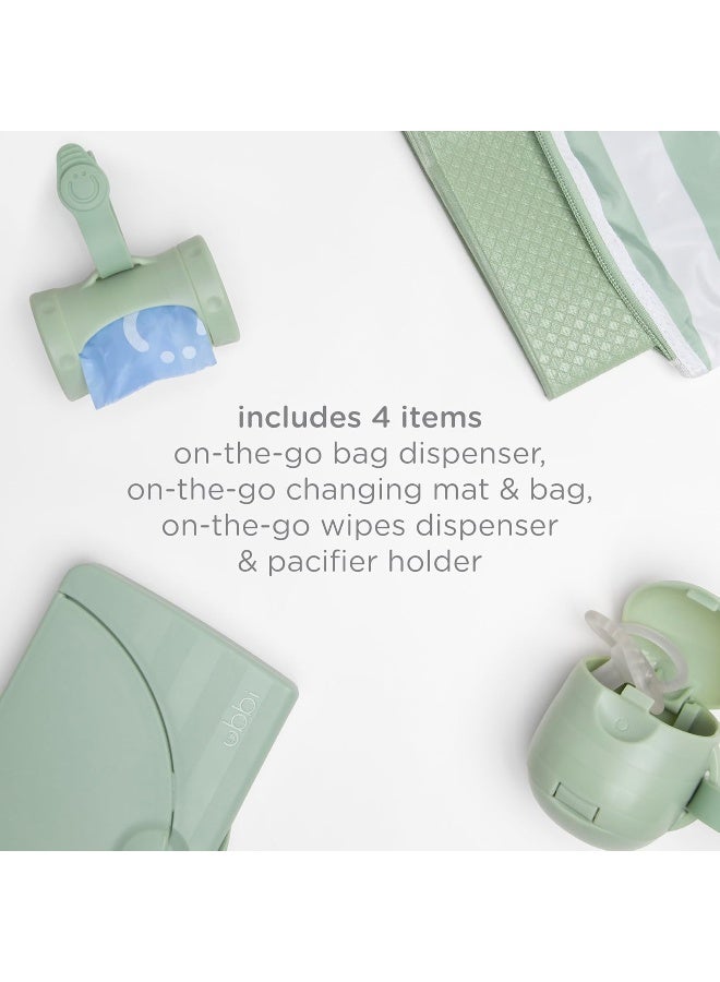 Ubbi On-The-Go Diapering Gift Set, Includes Changing Mat and Bag, Wipes Dispenser, Pacifier Holder and Bag Dispenser, Newborn Essentials, Sage - Image 4