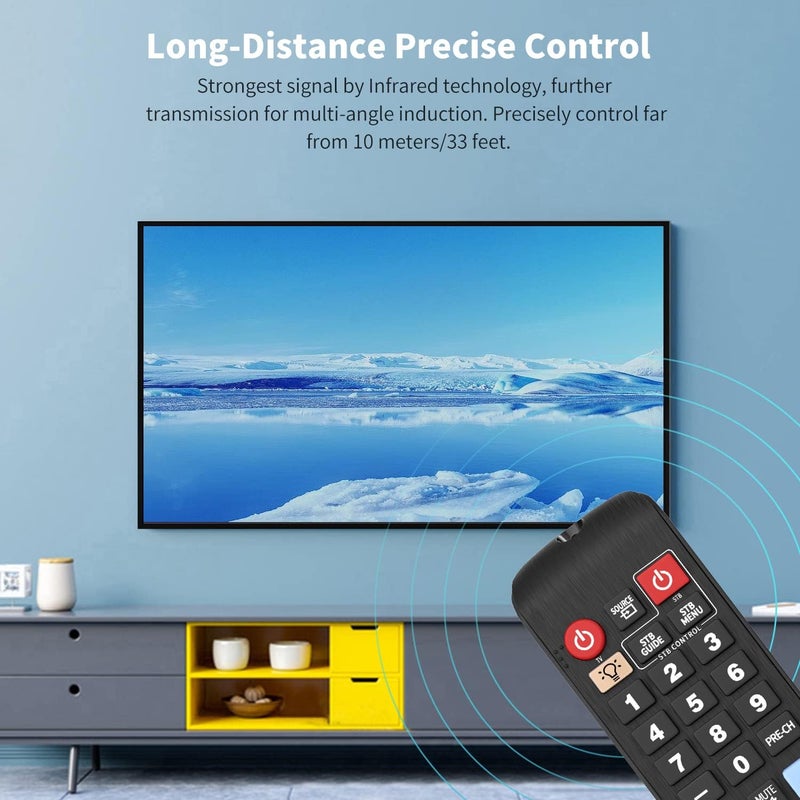 EWO'S جهاز تحكم عن بعد عالمي يناسب جميع أجهزة تلفزيون سامسونج من نوع LCD، LED، QLED، SUHD، UHD، HDTV، بالإضافة إلى أجهزة التلفزيون الذكية من نوع 4K و3D، مزود بأزرار لخدمات نتفليكس (Netflix) وبرايم فيديو (Prime Video) ومركز الخدمات الذكي (Smart Hub)، مع إضاءة خلفية. - Image 4