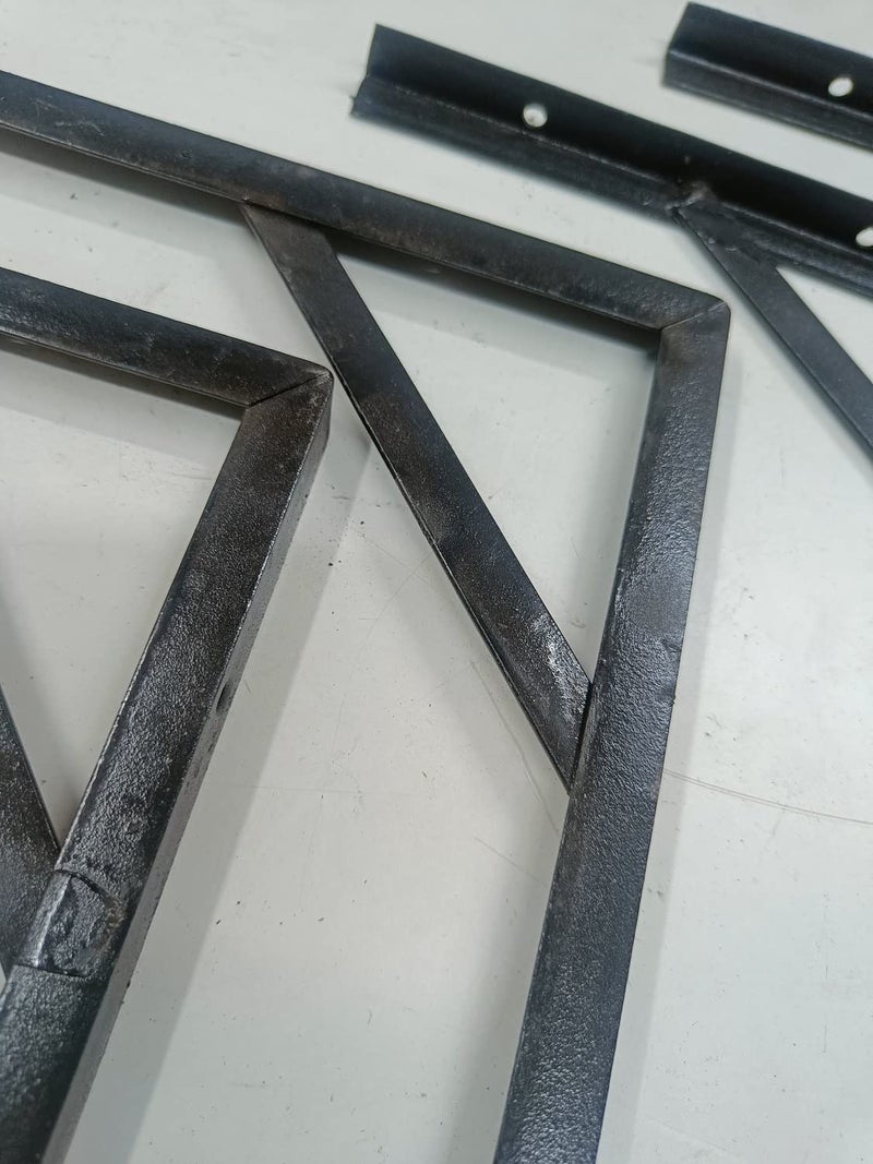 FTE Heavy Duty Right Angles L Angles Clamps Brackets Made of Strong 2mm Iron bar A Set of 4 Pieces for shelve Support with Double Hole Black  - Image 2