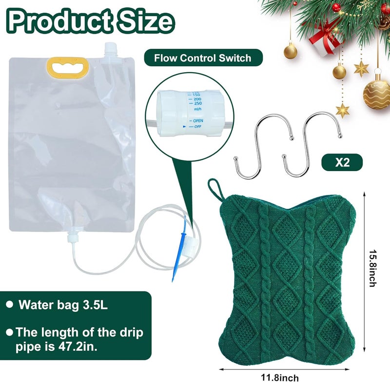 Fantang 1Set Christmas Tree Watering Bags Slow Release with Green Christmas Socks, Automatic Holiday Trees Care and Watering System Device Xmas Tree Self Waterer Drip Irrigation Bags with Flow Regulators - Image 2