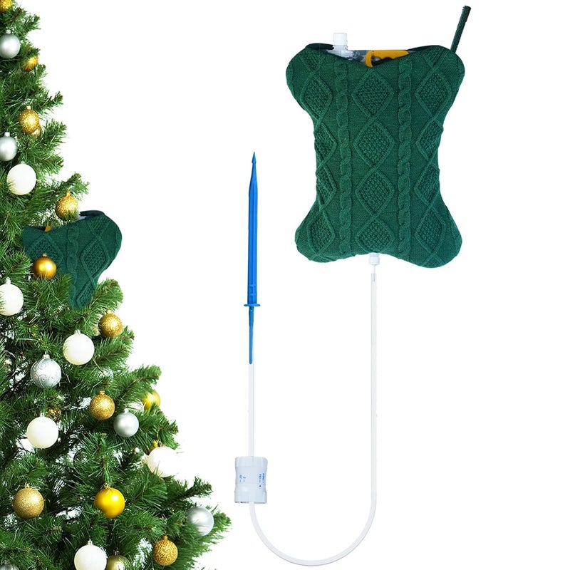 Fantang 1Set Christmas Tree Watering Bags Slow Release with Green Christmas Socks, Automatic Holiday Trees Care and Watering System Device Xmas Tree Self Waterer Drip Irrigation Bags with Flow Regulators - Image 1