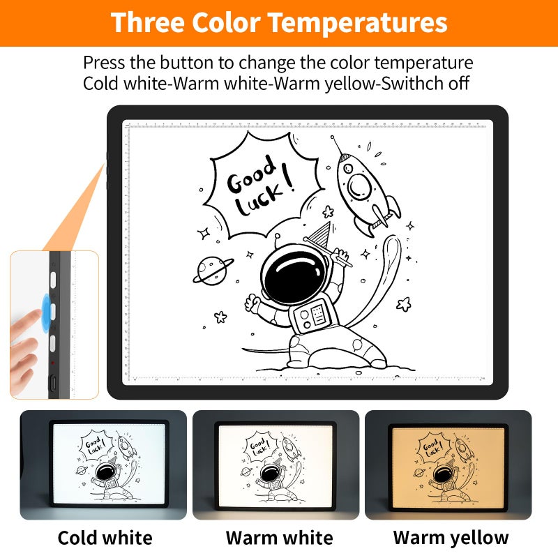 Elice Magnetic A3 Light Board with Bag for Diamond Painting, Tracing LED Light Box with Side Buttons, Super Bright Diamond Art Light Pad, Light Table for Drawing, Sketching, Weeding Vinyl - Black - Image 4