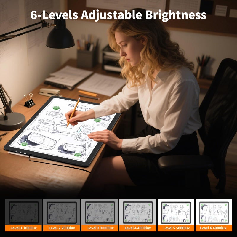 Elice Magnetic A3 Light Board with Bag for Diamond Painting, Tracing LED Light Box with Side Buttons, Super Bright Diamond Art Light Pad, Light Table for Drawing, Sketching, Weeding Vinyl - Black - Image 5