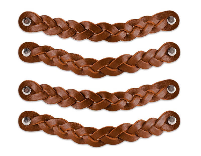 Brute Strength Leather Drawer Pulls Braided Cognac 4 pcs 778 x 1 Leather Handle Leather Dresser Pulls Cabinet knobs Dresser knobs Dresser Handles - Image 2