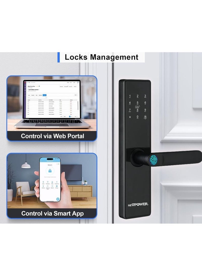 New Power Smart Lock – Fingerprint Door Lock, WiFi Door Lock with 6068 Mortise, Black Color This model features a sleek design and high-quality construction, offering advanced security and ease of use.  - Image 4