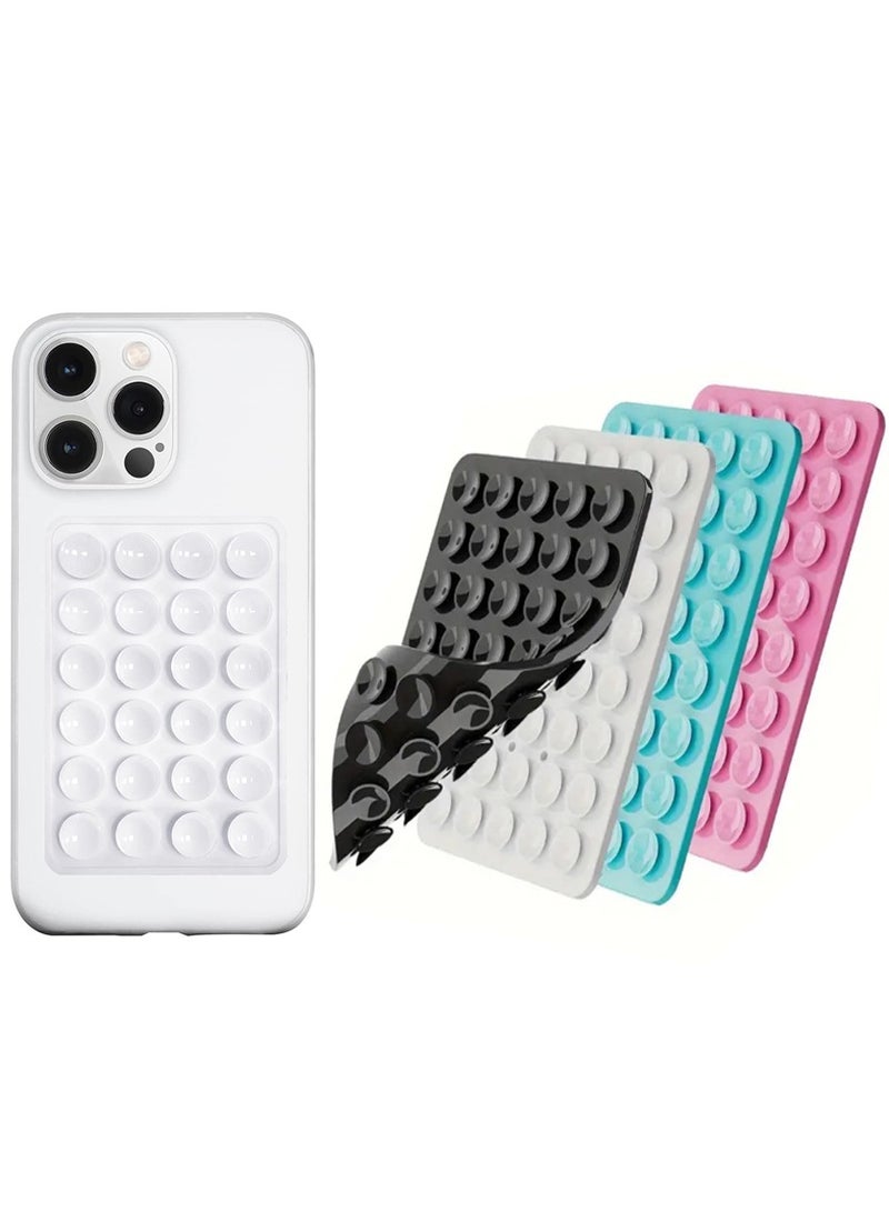 Generic 4 Pcs Silicone Suction Cup Phone Case Holder, Smartphone Silicone Adhesive Phone Accessories, Hands-Free Mirror Shower Selfie Phone Holder, (Black, White, Blue, Pink)  - Image 1