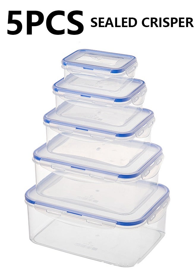Generic 5PCS Fruit Storage Containers for Fridge Food Storage Container Set with Removable Strainer, Lid with Strainer, Fruit  Vegetable Crisper, BPA-Free Plastic Produce Crisper for Long-Term Freshness  - Image 1