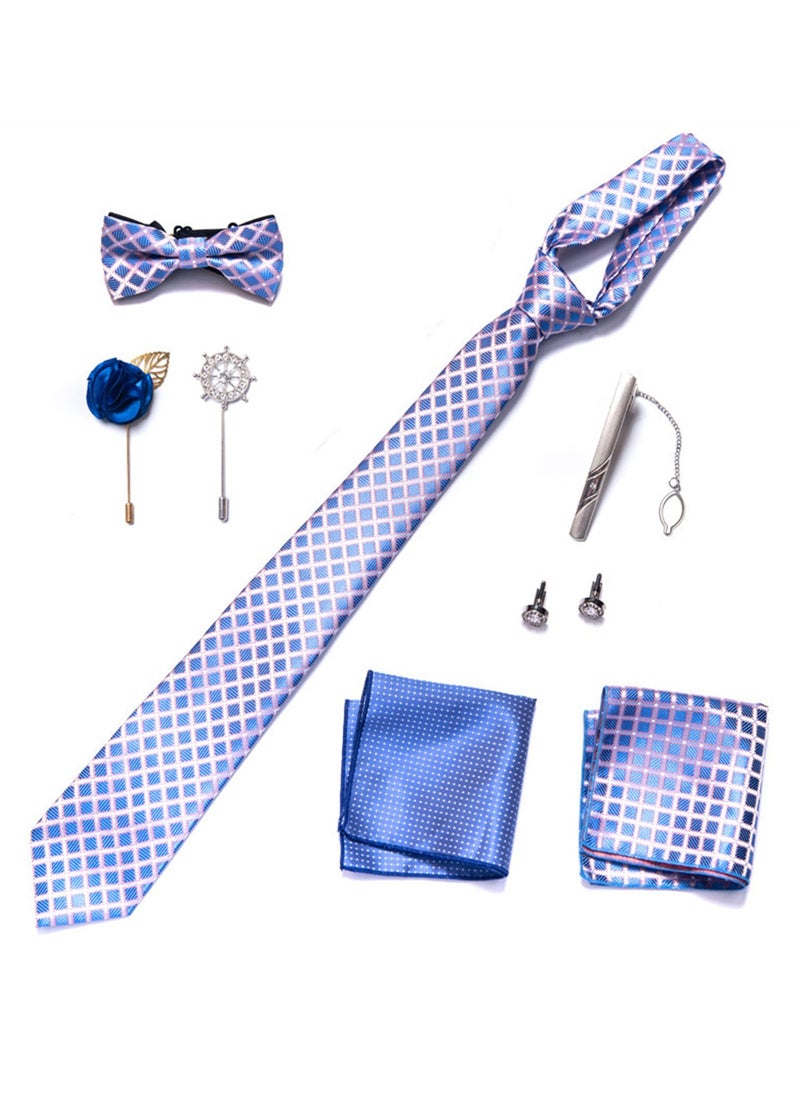 Generic - 8pcs tie set bow tie men's accessories brooch brooch cufflinks formal suit accessories set - Image 1