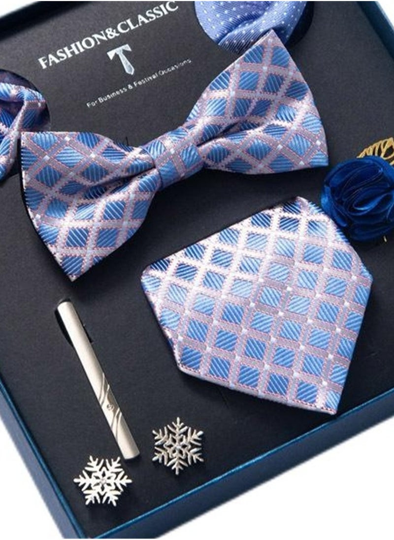 Generic - 8pcs tie set bow tie men's accessories brooch brooch cufflinks formal suit accessories set - Image 1