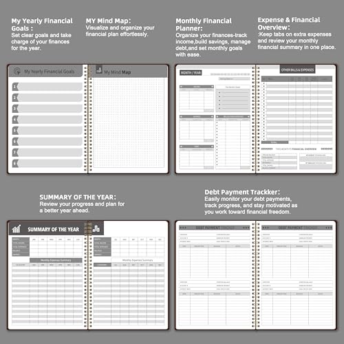 Kamoy Undated Monthly Bill Payment - 48-Month Undated Financial Organizer with Income Tracker, Savings & Debt Management, Yearly Goals, Expense Tracking 8.7×10.6 In, Brown - Image 5