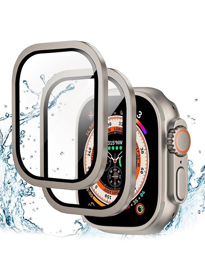 Beauenty 2 Pack Apple Watch Ultra 3/ Ultra Screen Protector 49mm, 9H Tempered Glass + Titanium Alloy Frame, Keep Original Touch Sensitive Lightweight Protective Film iwatch - Image 1