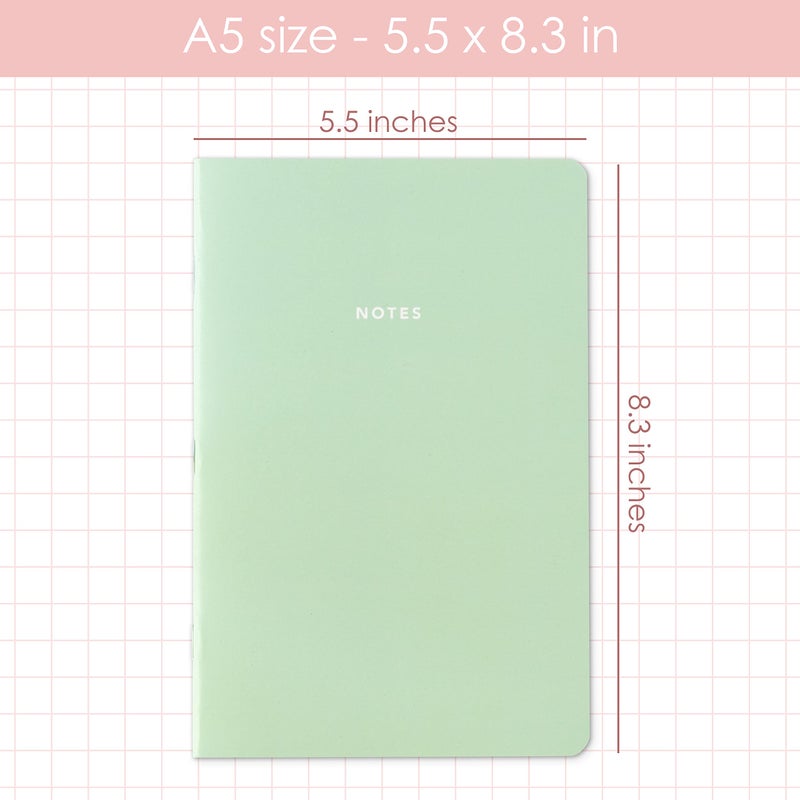 THiNKABLE Pastel Aesthetic Notebooks Set, Cute Journal Set 8 pack, A5 5.5 x 8.3 in 60 Pages, Simple Cover Notebook, Minimalist Journal for Women Lined Paper, Soft Cover Journals - Image 3