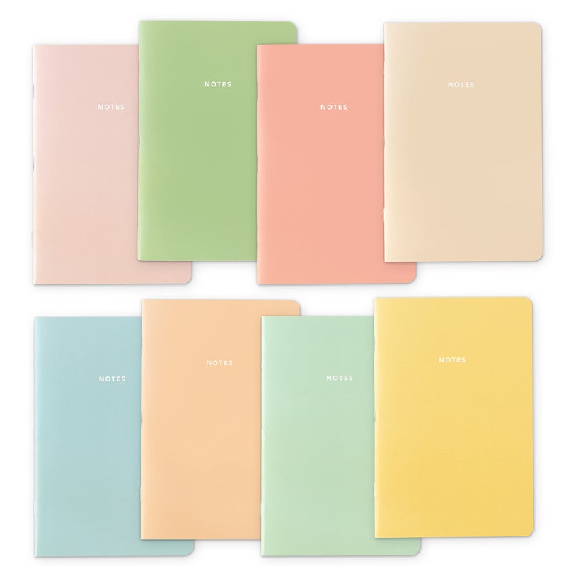 THiNKABLE Pastel Aesthetic Notebooks Set, Cute Journal Set 8 pack, A5 5.5 x 8.3 in 60 Pages, Simple Cover Notebook, Minimalist Journal for Women Lined Paper, Soft Cover Journals - Image 1