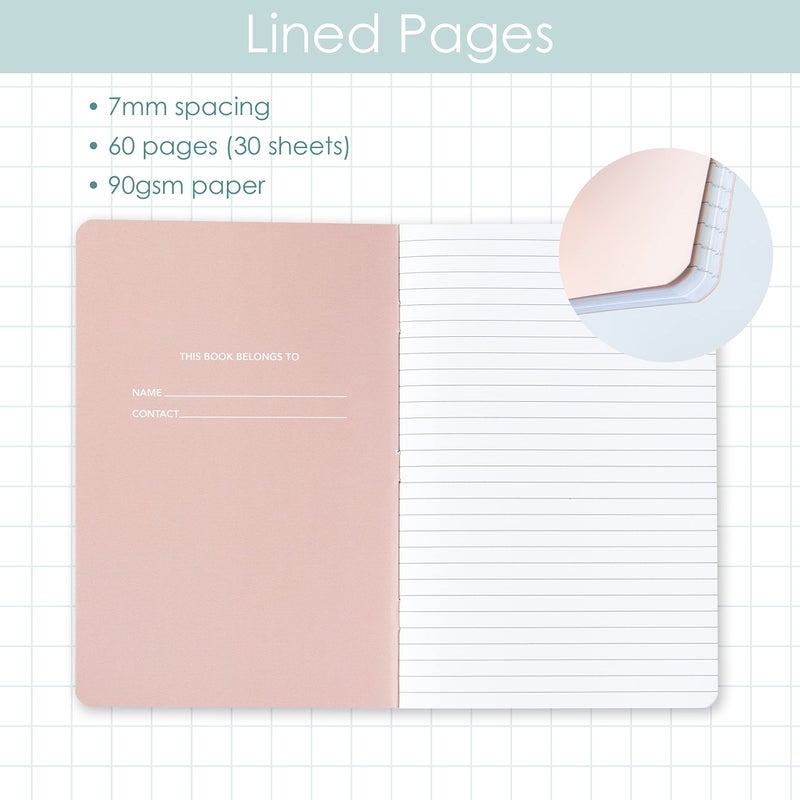 THiNKABLE Pastel Aesthetic Notebooks Set, Cute Journal Set 8 pack, A5 5.5 x 8.3 in 60 Pages, Simple Cover Notebook, Minimalist Journal for Women Lined Paper, Soft Cover Journals - Image 2