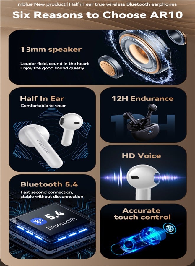 MEIZU Mblue Original AR10 Wireless Bluetooth 5.4 Headphones True Wireless Semi-in-ear Shocking Sound Effect HIFI Sound Quality - Image 4