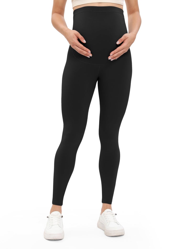 Buttergene Women's Maternity Leggings Over The Belly Maternity Workout Pants Pregnancy Yoga Leggings Ink Black - Image 1