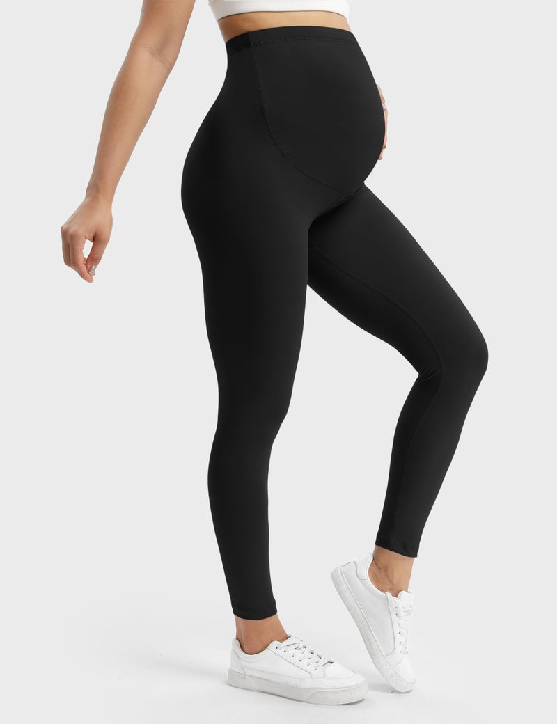 Buttergene Women's Maternity Leggings Over The Belly Maternity Workout Pants Pregnancy Yoga Leggings Ink Black - Image 3