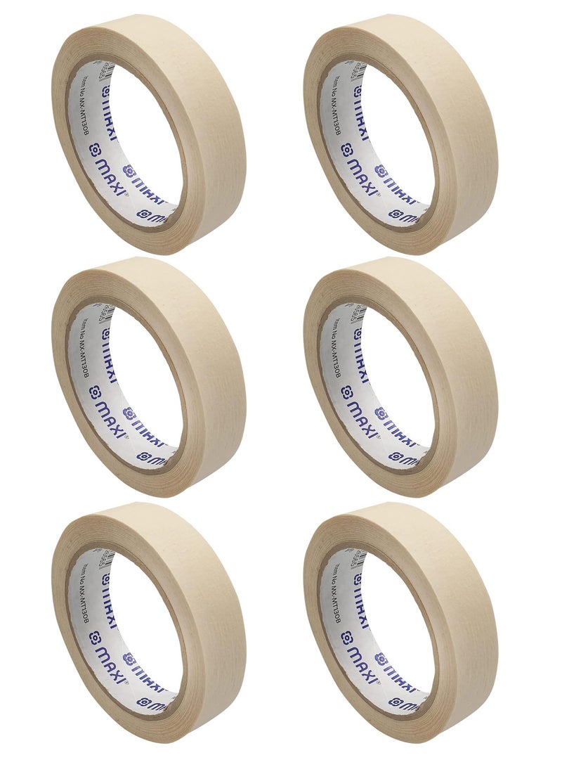 Maxi 6-Piece Paper Masking Tape 1 Inch Width 30 Yards Per Roll
