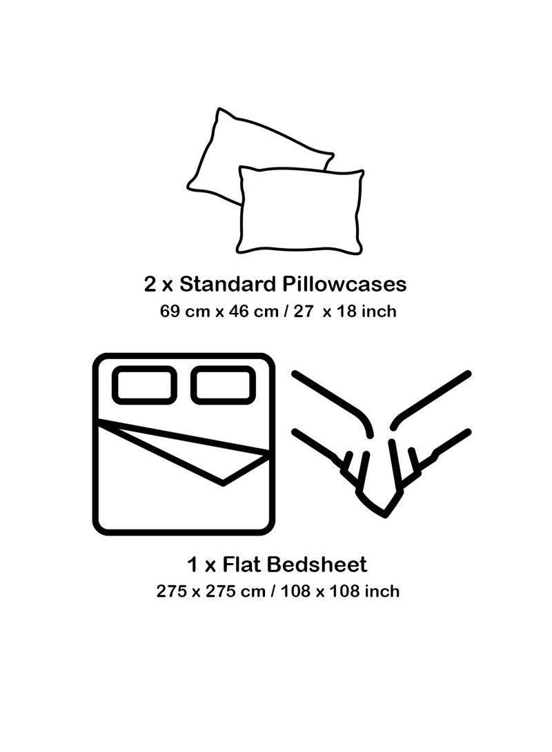 LuxHome Luxury Satin Line Bedsheet and Pillowcase Set – Hotel-Quality Breathable Cotton Bedding, Satin Finish, Soft and Luxurious – Flat Bedsheet 275x275cm with 2 Pillowcases 46x69cm, Dark Gray - Image 3