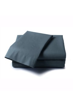 LuxHome Luxury Satin Line Bedsheet and Pillowcase Set – Hotel-Quality Breathable Cotton Bedding, Satin Finish, Soft and Luxurious – Flat Bedsheet 275x275cm with 2 Pillowcases 46x69cm, Dark Gray  - Image 1