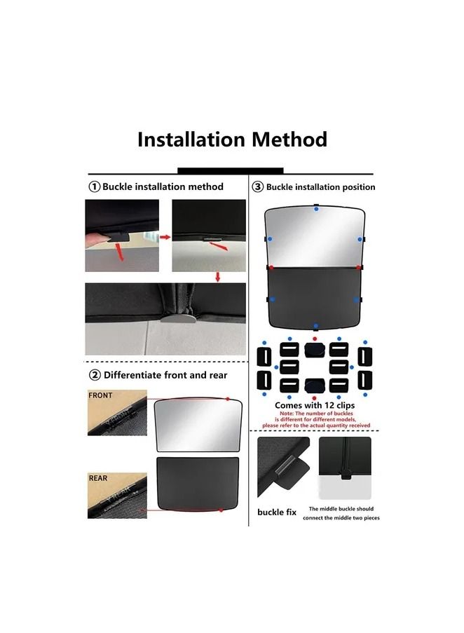 2-Pieces/Set Ice Cloth for Tesla Model 3 Front and Rear Sunroof Windshield,Upgrade Skylight Blind Shading,Glass Roof Sunshade for Tesla Model 3 - Image 2