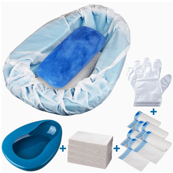 MINIVON Bedpan Set with 30 Disposable Liners Super Absorbent Pads and Gloves Pack 30 Count Bed Pan for Elderly Women Females Bedridden Patients Bedpan for Men - Image 4