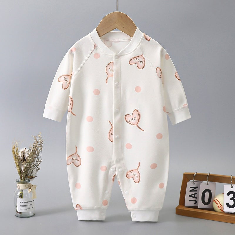 Heng Song Baby Long-Sleeve Cotton Romper | Newborn Infant Bodysuit | Soft Seamless Single-Breasted Crawling Outfit - Image 1