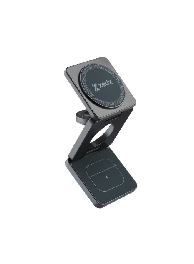 ZEDX 3-in-1 Foldable Magnetic Wireless Charging Station ZX-026 - Image 2