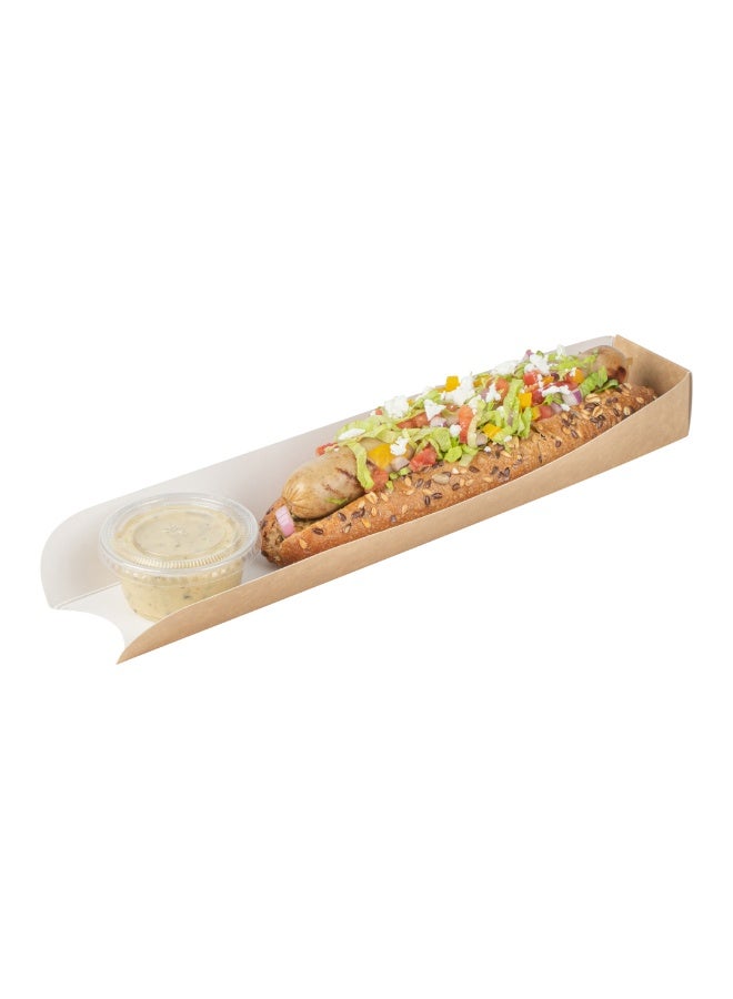 Restaurantware Bio Tek 11.8 x 2 x 1.3 Inch Hot Dog Trays, 200 Open-Design Hot Dog Containers - Greaseproof, Recyclable, Kraft Paper Hot Dog Serving Trays - Image 2