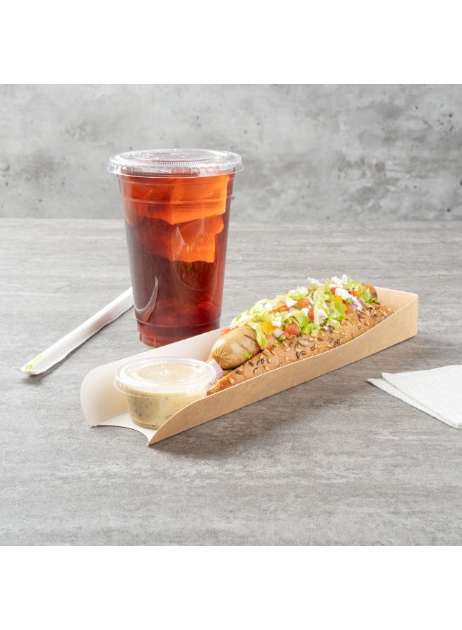 Restaurantware Bio Tek 11.8 x 2 x 1.3 Inch Hot Dog Trays, 200 Open-Design Hot Dog Containers - Greaseproof, Recyclable, Kraft Paper Hot Dog Serving Trays - Image 4