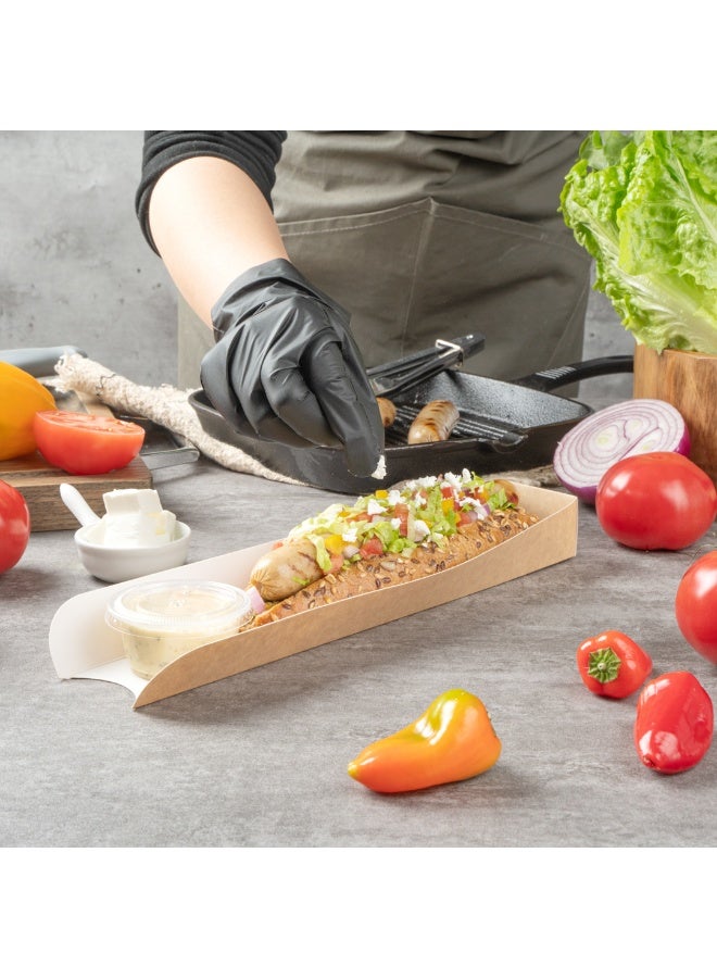 Restaurantware Bio Tek 11.8 x 2 x 1.3 Inch Hot Dog Trays, 200 Open-Design Hot Dog Containers - Greaseproof, Recyclable, Kraft Paper Hot Dog Serving Trays - Image 5