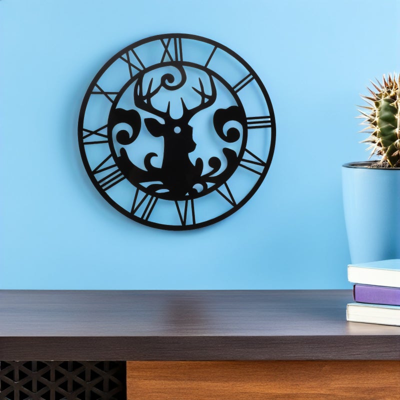 Clock Face Sticker: Black Mirror Wall Clock Decal - Roman Numerals And - Decorative Wall Art For Room Hotel Or Entryway - Image 4