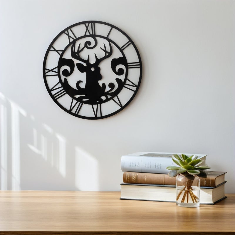Clock Face Sticker: Black Mirror Wall Clock Decal - Roman Numerals And - Decorative Wall Art For Room Hotel Or Entryway - Image 2