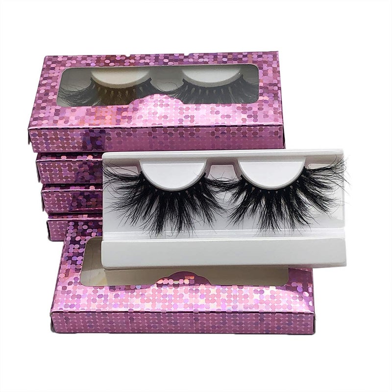 mikiwi Wholesale 25mm Mink Lashes MIKIWI E02-5, Real Mink EyeLashes, Thick HandMade Full Strip Lashes, Crueltyl Free Fluffy Lash, Dramatic 3D Mink Lashes Bulk Pack-5