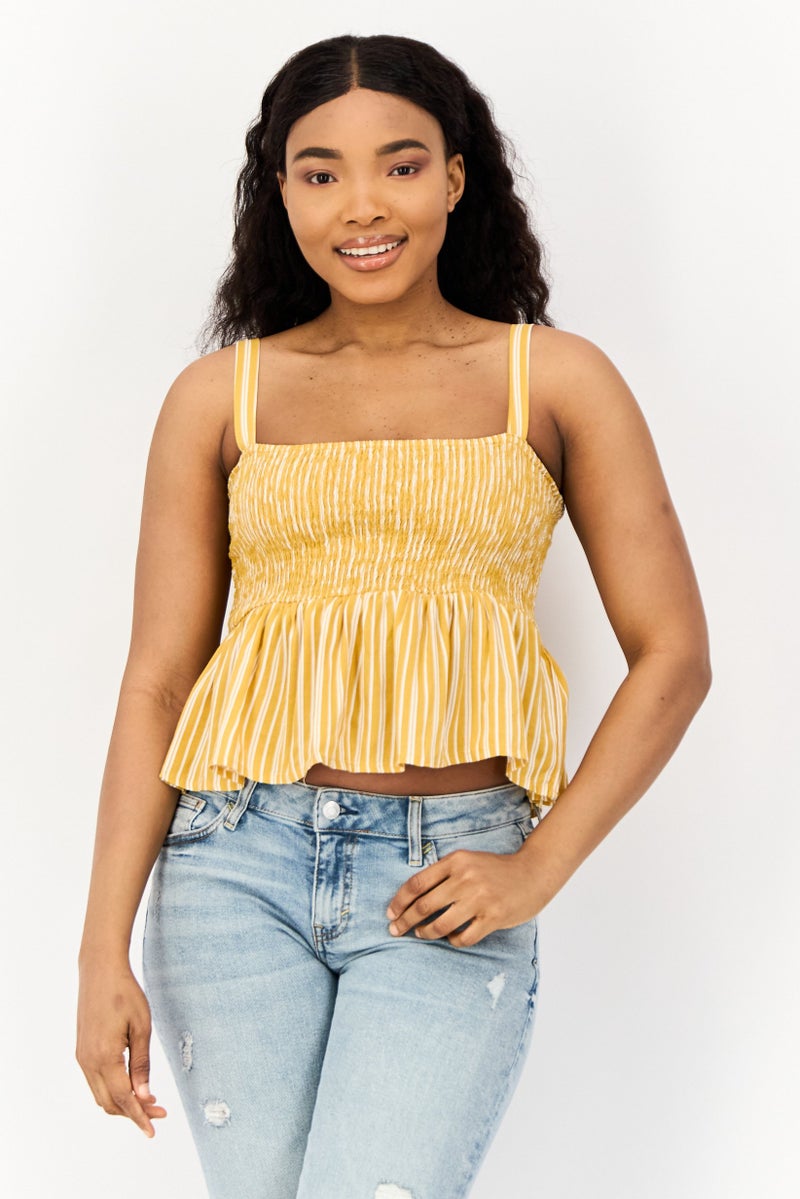 ONLY Women Square Neck Sleeveless Textured Crop Top, Multicolor - Image 1