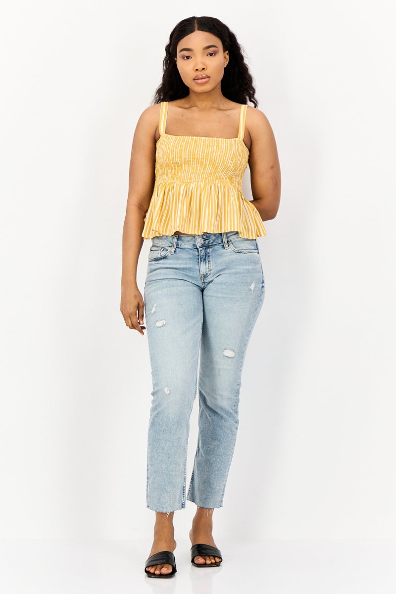 ONLY Women Square Neck Sleeveless Textured Crop Top, Multicolor - Image 3