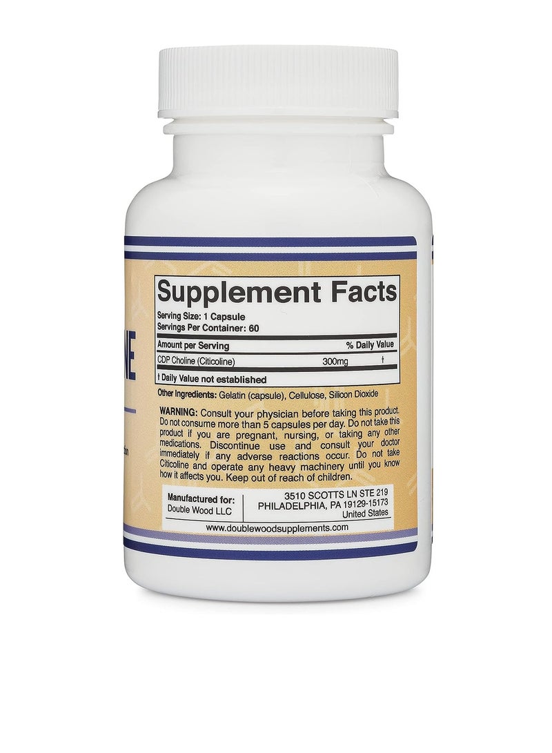 Double Wood Supplements Double Wood CDP Choline (Citicoline) 300mg 60 Capsules - Image 2