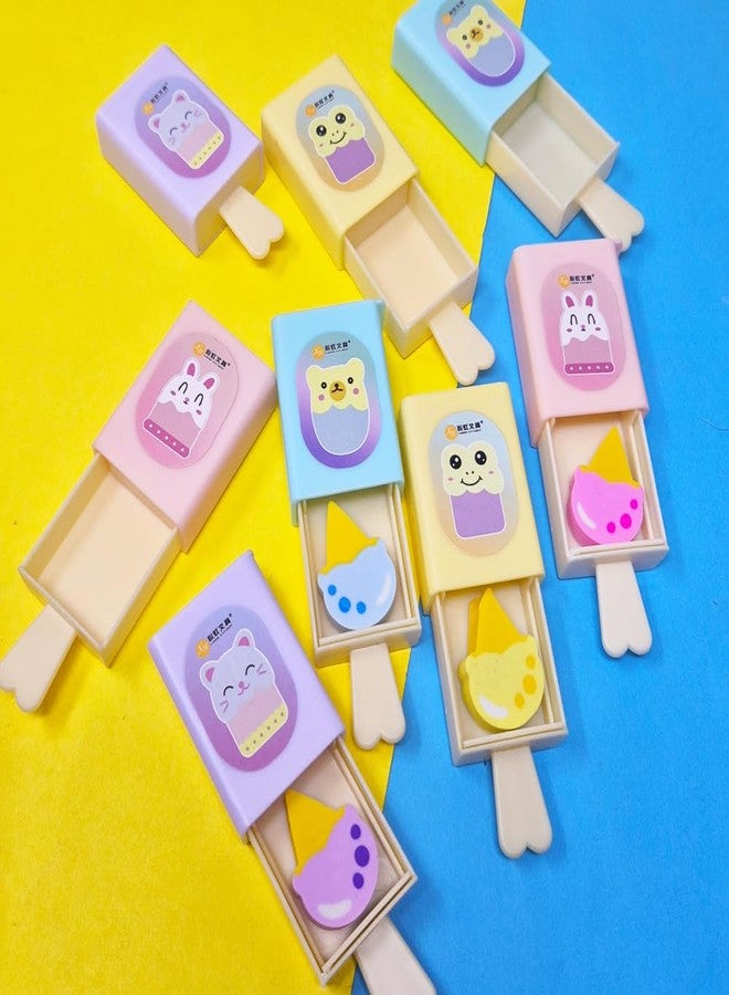 PARTEET Magic Box Pencil Eraser | Popsicle Shaped Ice Cream Drawer| Softy Shape Eraser |Birthday Return Gifts for Kids(Pack of 12) (Assorted Color) - Image 4