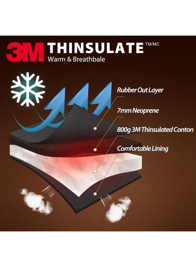 Hunthor أحذية عمل مطاطية مع عزل 800 جرام، رأس حديدي مقاوم للثقب وقضيب حديدي، أحذية صيد مقاومة للماء ومعزولة 6 مم نيونبرين للزراعة، البناء، الصيد، والتصنيع (المقاس 6-14)، أسود - Image 3