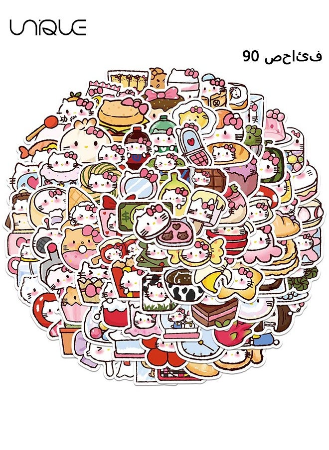 Unique - 90 Pcs Cute Cartoon Hello Kitty Theme Stickers，Vinyl Waterproof Stickers for Water Bottles Laptop Phone Computer Guitar, Gifts for Teens, Girls, Fans - Image 1